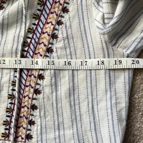 Caffe Marrakesh Striped Embroidered Tunic with Red Tassels 100% Cotton Women’s S - Picture 7 of 9